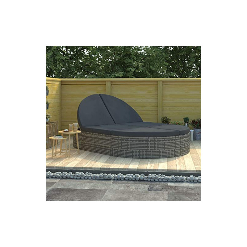 Camerina Doppel-Sonnenliege mit Kissen Garten Doppelliege Liege Outdoor Sonnenliege Rattan Gartenbett Outdoor Liege FüR Garte