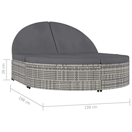 Camerina Doppel-Sonnenliege mit Kissen Garten Doppelliege Liege Outdoor Sonnenliege Rattan Gartenbett Outdoor Liege FüR Garte