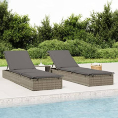 Festnight Sonnenliege 2 Personen Doppelliege Outdoor Gartenliege Rattan Liege Garten 2er Set Liegestuhl mit Tisch Relaxliege 