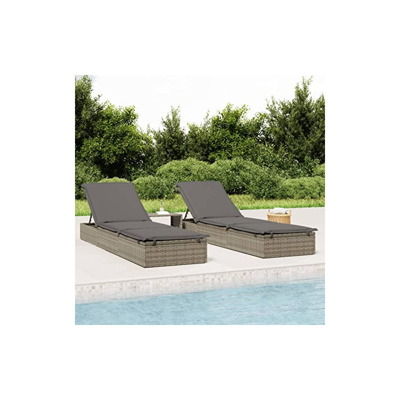 Festnight Sonnenliege 2 Personen Doppelliege Outdoor Gartenliege Rattan Liege Garten 2er Set Liegestuhl mit Tisch Relaxliege 