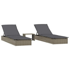 Festnight Sonnenliege 2 Personen Doppelliege Outdoor Gartenliege Rattan Liege Garten 2er Set Liegestuhl mit Tisch Relaxliege 