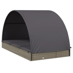 Festnight Sonnenliege 2 Personen mit Dach Doppelliege Outdoor Gartenliege Rattan Liegestuhl Liege Garten Sonnenbett Loungebet