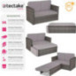 tectake Sofa Set - 2 Sitzer Sessel mit Hocker und Schlaffunktion, kleine Rattan Couch als Outdoor Gartenmöbel, wetterfest für