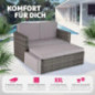 tectake Sofa Set - 2 Sitzer Sessel mit Hocker und Schlaffunktion, kleine Rattan Couch als Outdoor Gartenmöbel, wetterfest für