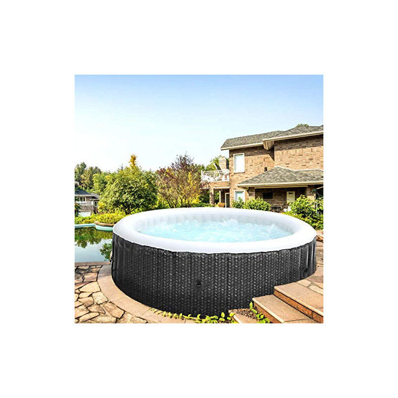 BRAST® Whirlpool aufblasbar MSpa Ottoman für 6 Personen Ø204x70cm In- Outdoor Pool 138 Massagedüsen Energiespar-Timer Heizung