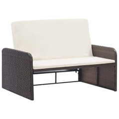 Festnight Gartensofa Ausziehbar 2 Sitzer Balkon Sofa Rattan Lounge Sofa mit Liegefunktion Ottomane Polyrattan Outdoor Sofa mi