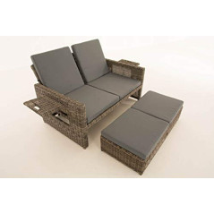 CLP Polyrattan 2er-Loungesofa Ancona 5mm I Rundrattan Garten-Sofa Mit Ausziehbarem Fußteil Und Verstellbarer Rückenlehne I, F