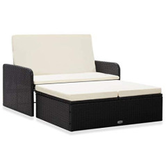 Tidyard Lounge Sofa Gartensofa 2-Sitzer mit Stauraum Balkonmöbel Rattan Balkonsofa Balkon Sitzgruppe Rattansofa Gartenmöbel C