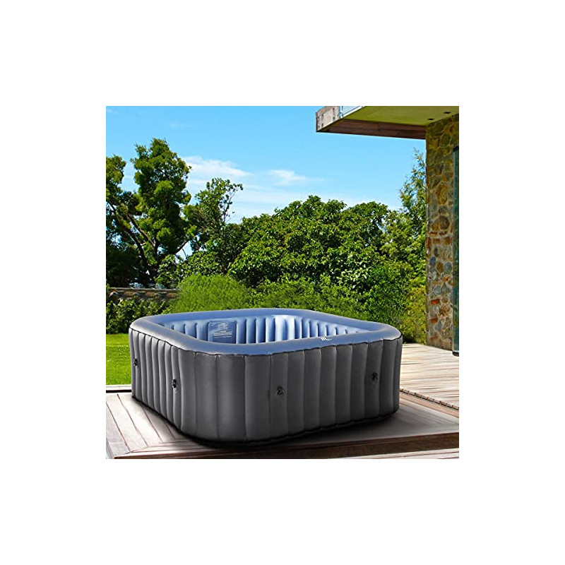 Whirlpool aufblasbar BRAST® MSpa Tekapo für 6 Personen 185x185cm In-Outdoor Pool 132 Massagedüsen Energiespar-Timer Heizung A