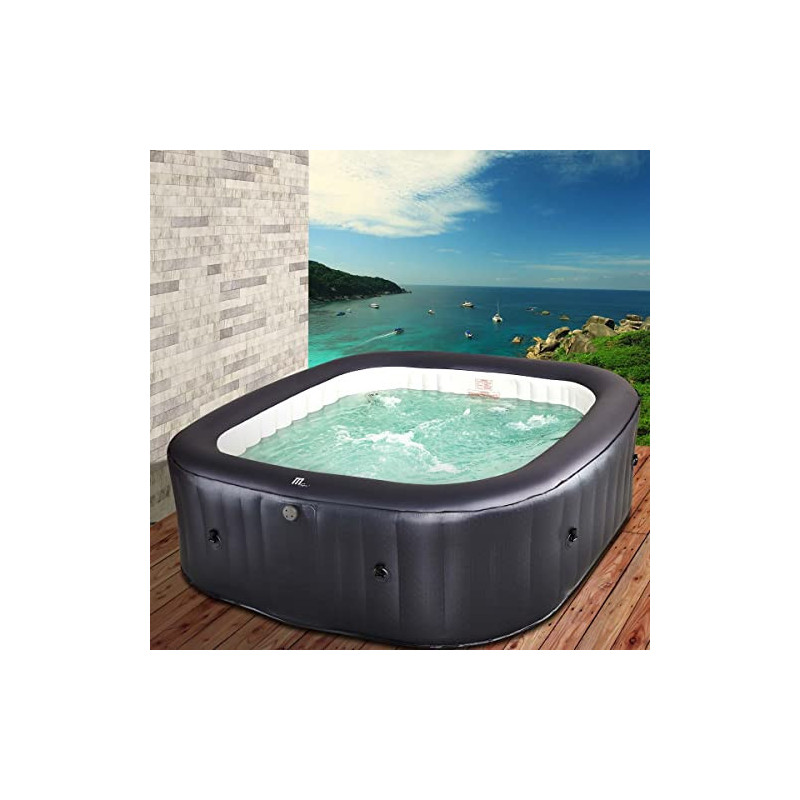 BRAST® Whirlpool aufblasbar MSpa Otium für 6 Personen 185x185x68cm In- Outdoor Pool 125 Massagedüsen Timer Heizung Aufblasfun