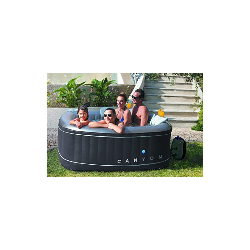 NetSpa - Whirlpool aufblasbar TÜV geprüft, SPA Selbstaufblasend, beheizter Pool Outdoor & Indoor   Canyon 4 Personen 168x168x