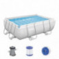 Bestway Power Steel Frame Pool-Set mit Filterpumpe 282 x 196 x 84 cm, lichtgrau, eckig