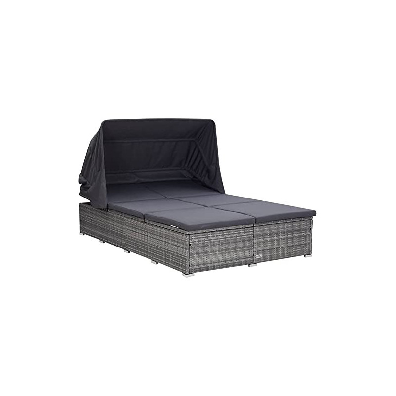 Tidyard Polyrattan Sonnenliege mit Auflage Doppelliege Gartenliege Liegestuhl Strandliege Gartenmöbel 2 Personen Relaxliege f