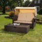 Melko Sonnenbett/Strandkorb/Lounge aus Polyrattan, Braun, inkl. klappbaren Seitentisch +verstellerbarer Rückenlehne + Faltbar