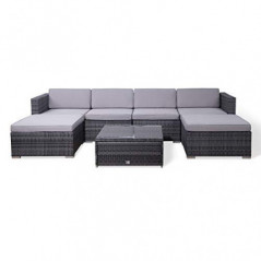 SVITA Lugano Garten-Lounge Polyrattan Garten-Set Sofa-Set Garnitur Gartenmöbel Couch-Set Grau