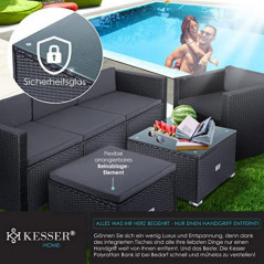 KESSER® Polyrattan Lounge Aruba - Gartenlounge für 4-5 Personen Gartenmöbel-Set Sitzgruppe aus 3er Gartensofa, Sessel, Hocker