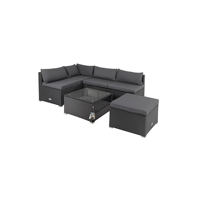 Casaria® Lounge Set Polyrattan XL 16-teilig 7cm Auflagen 15cm Rückenkissen 5mm Sicherheitsglas Tisch Wetterfest Garten Möbel 