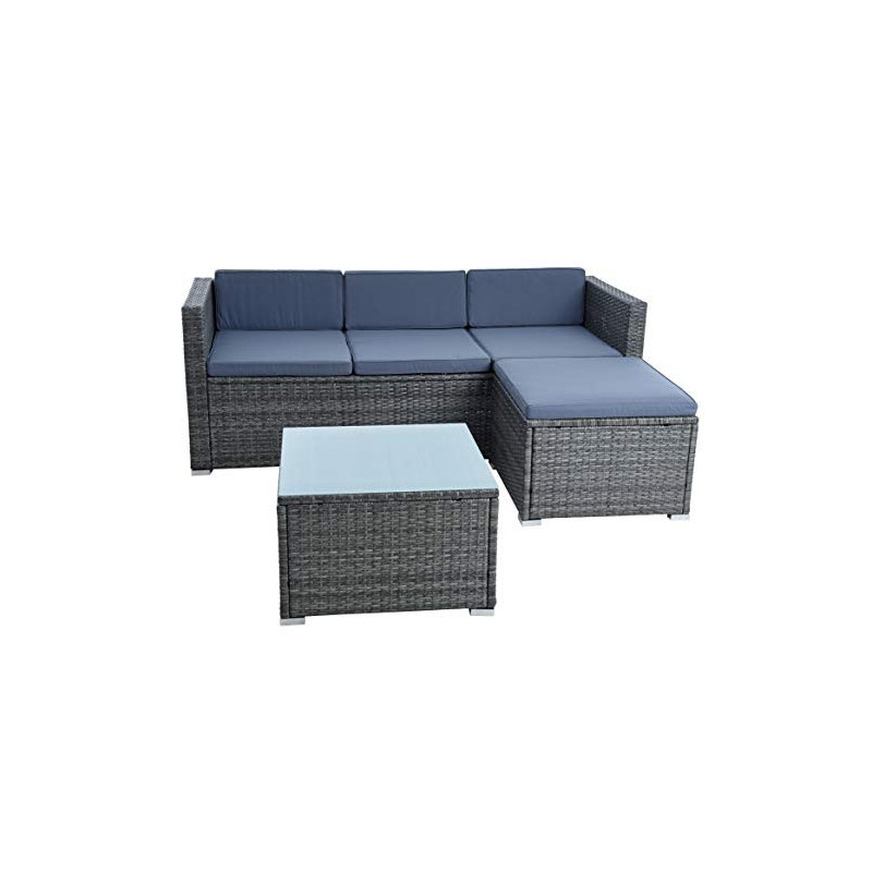 ESTEXO Rattan Lounge Sitzgruppe Polyrattan Gartenmöbel Set Couch 3-Sitzer Rattanmöbel Sofa Set Essgruppe Gartenset Balkon-Set